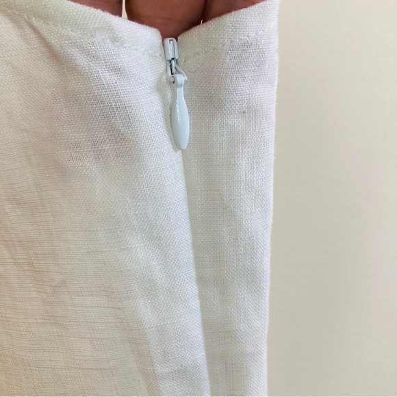 KATHERINE BARCLAY Sz S 100% Linen 3-D Flowers Shoulder Tie Zipper Closure Blouse - Picture 4 of 8